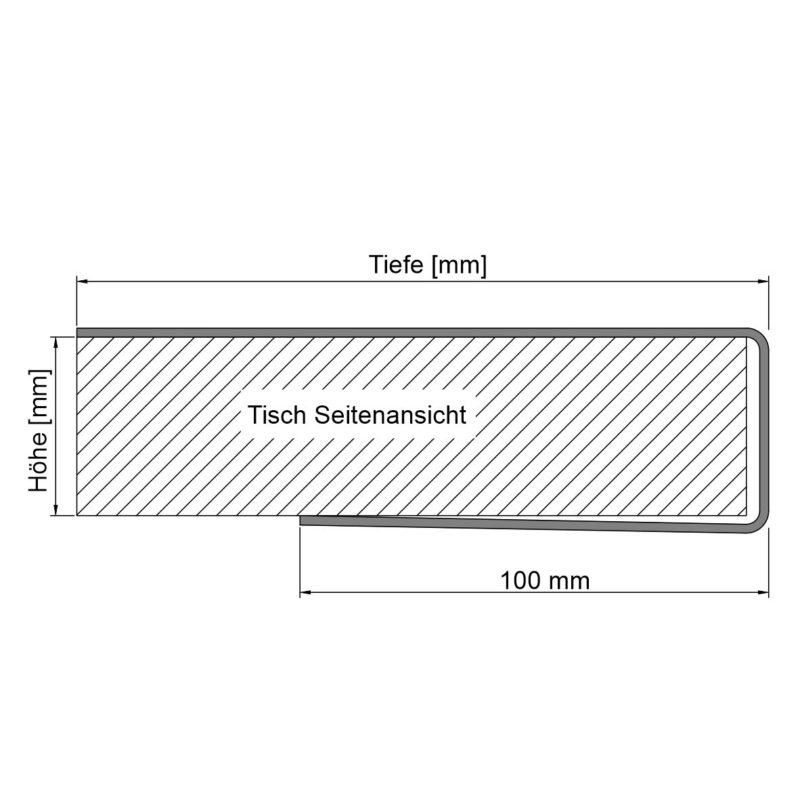 Seitenansicht vom U-Form Tischschutz